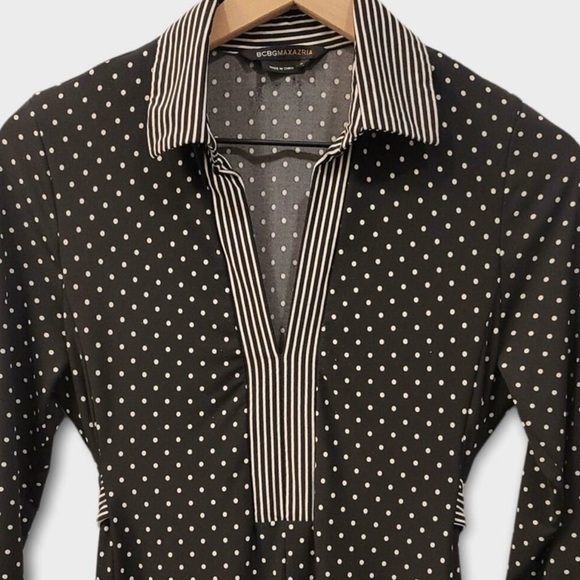 Bcbgmaxazria Black and White Mixed Print Dress Long Sleeves Size S - Picture 3 of 12